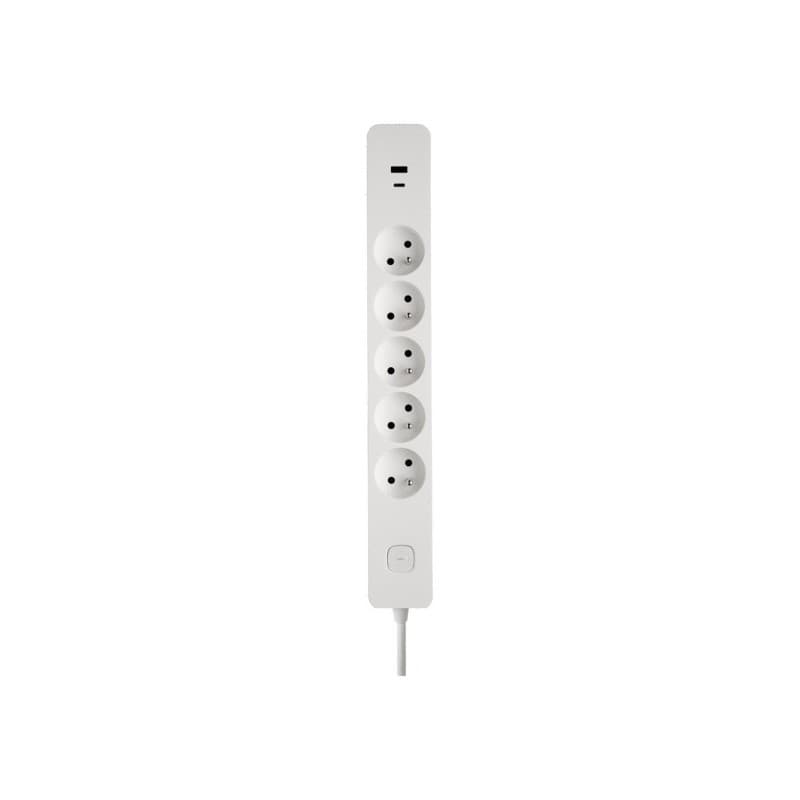 Rallonge électrique multiprises nouveau modèle 1 pièce(s) h05vv-f 3g1,0 1.49 m bloc 5 prises 2p+t 16a 2 usb a+c 1.49m blanc - debflex