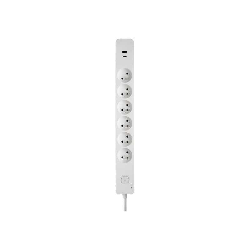 Rallonge électrique multiprises nouveau modèle 1 pièce(s) h05vv-f 3g1,0 1.49 m bloc parafoudre 6 prises 2p+t 16a 2 usb a+c 1,49m blanc - debflex
