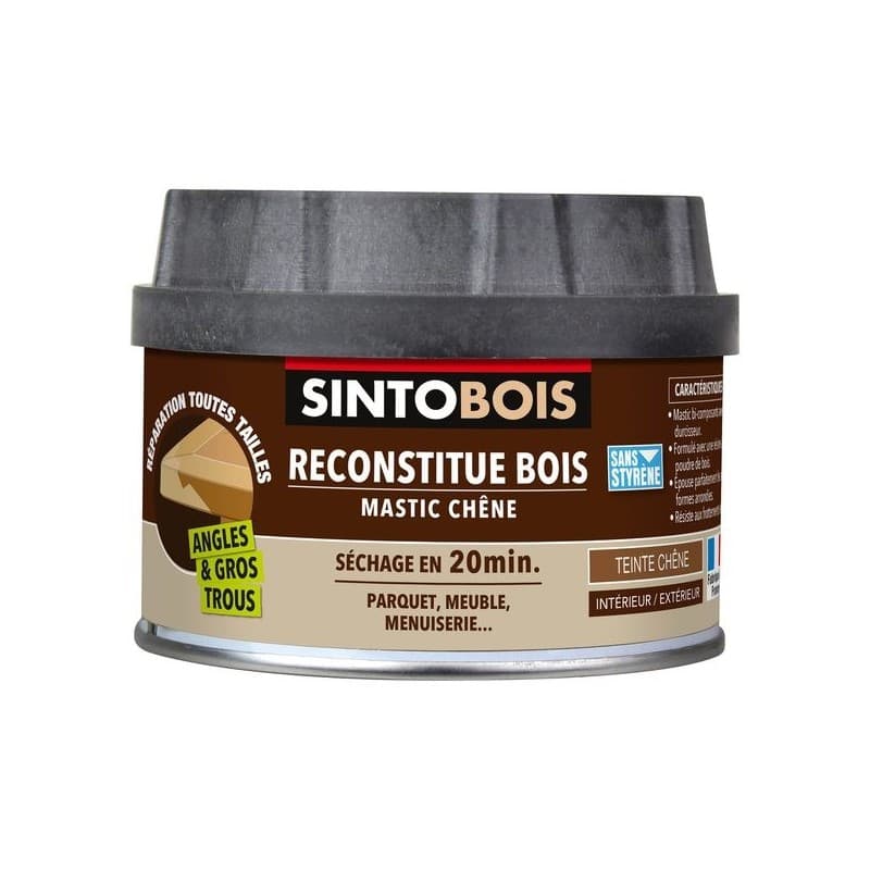 Mastic reconstitue bois angles et gros trous chêne manuelle oui bois et dérivés non 1 pot(s) de 198 gramme(s) intérieur et extérieur polyester mastic