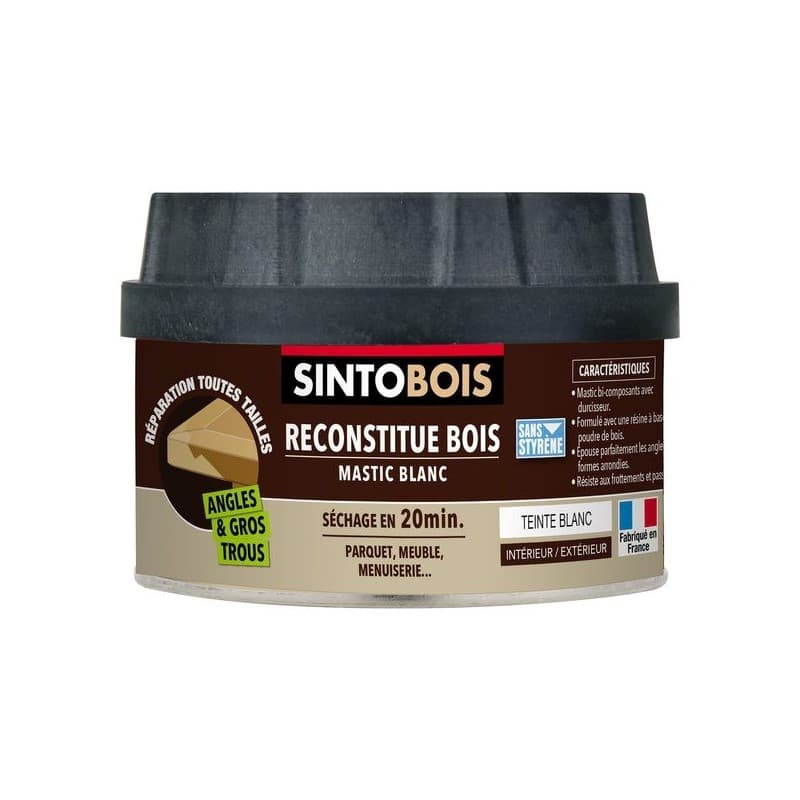 Mastic reconstitue bois angles et gros trous blanc manuelle oui bois et dérivés non 1 pot(s) de 198 gramme(s) intérieur et extérieur polyester mastic