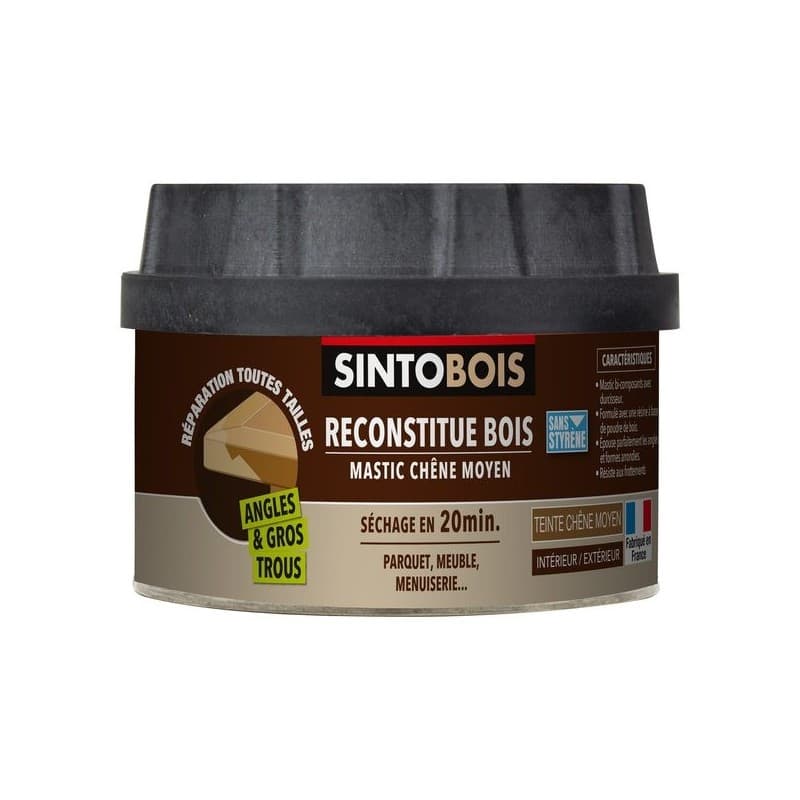 Mastic reconstitue bois angles et gros trous manuelle oui bois et dérivés non intérieur et extérieur 1 pot(s) de 580 gramme(s) polyester mastic recons