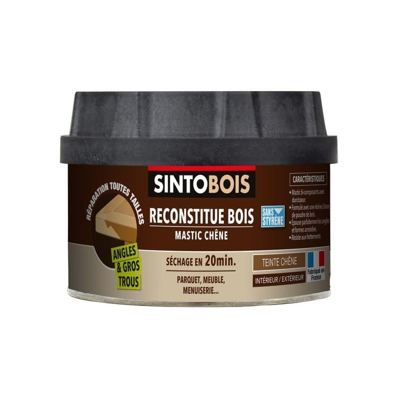 Mastic reconstitue bois angles et gros trous chêne manuelle oui bois et dérivés non intérieur et extérieur 1 pot(s) de 580 gramme(s) polyester mastic