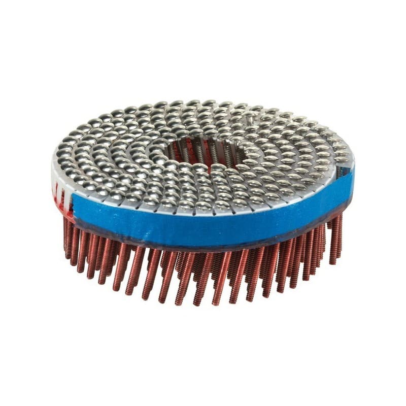 Rouleau 16° - pointes annelées tête bombée/bardage - inox a2 pointe annelée tête bombée 16° ø 2,5 x 55 mm - inox a2 (bp) annelée bois, bois dur, panne