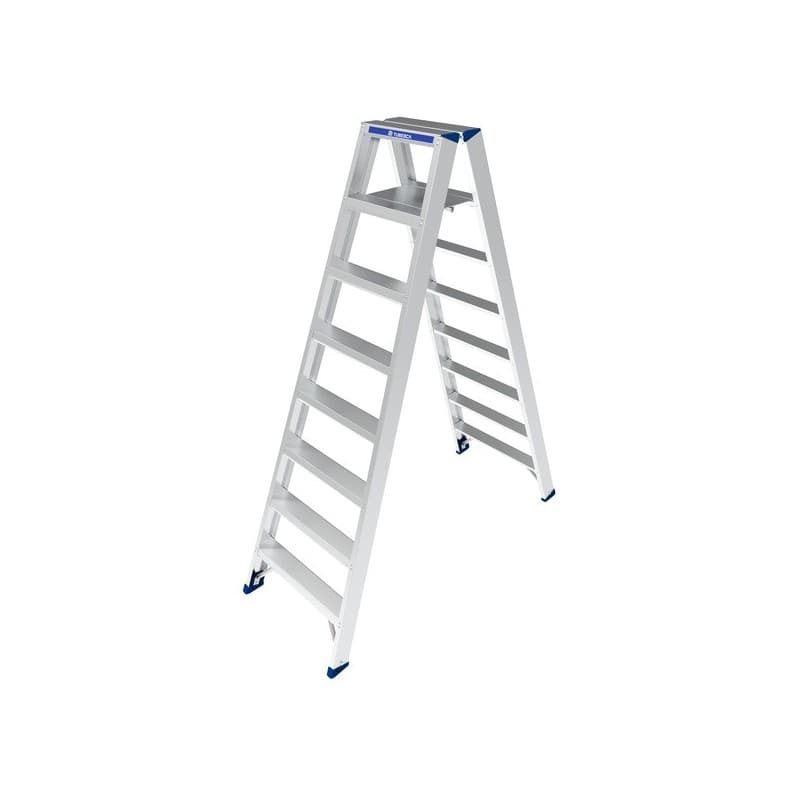 Marchepied aluminium double acces 12.6 kg 8 1 pièce(s) 150 kg marchepied double acces 8 marches avec garde-corps 1.88 m 3.4 m - tubesca-comabi