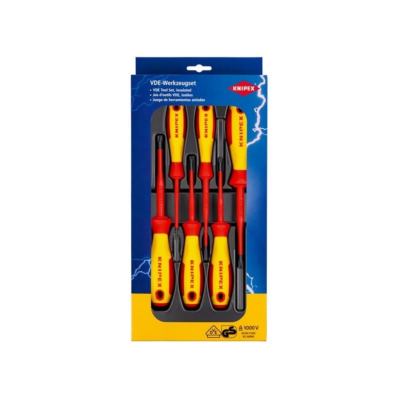 Jeu de 6 tournevis isolés vde 1 jeu(x) de 6 pièce(s) jeu de tournevis isolés vde fente et plusminus jeu 6 - knipex werk