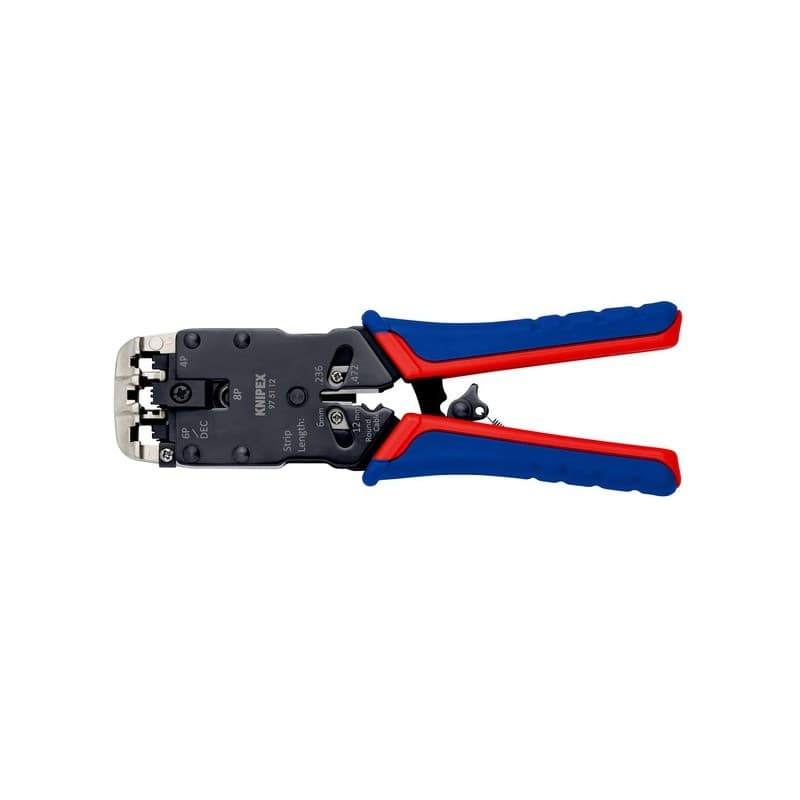 Pince à sertir pour fiches western rj 10/11/12/45 200 mm 1 pièce(s) pince à sertir pour fiches western rj 10/11/12/45 200 mm - knipex werk