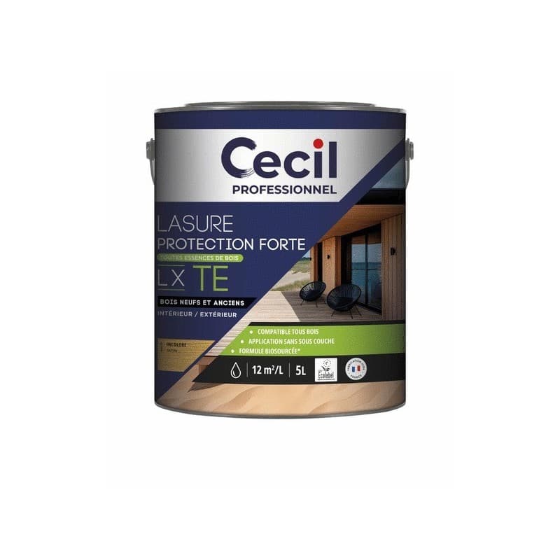 Lasure tous bois lx te supports neufs ou sains boiseries courante acrylique 1.03 24 heure(s) eau 6 heure(s) pistolet sans air 12 m²/l intérieur/extéri