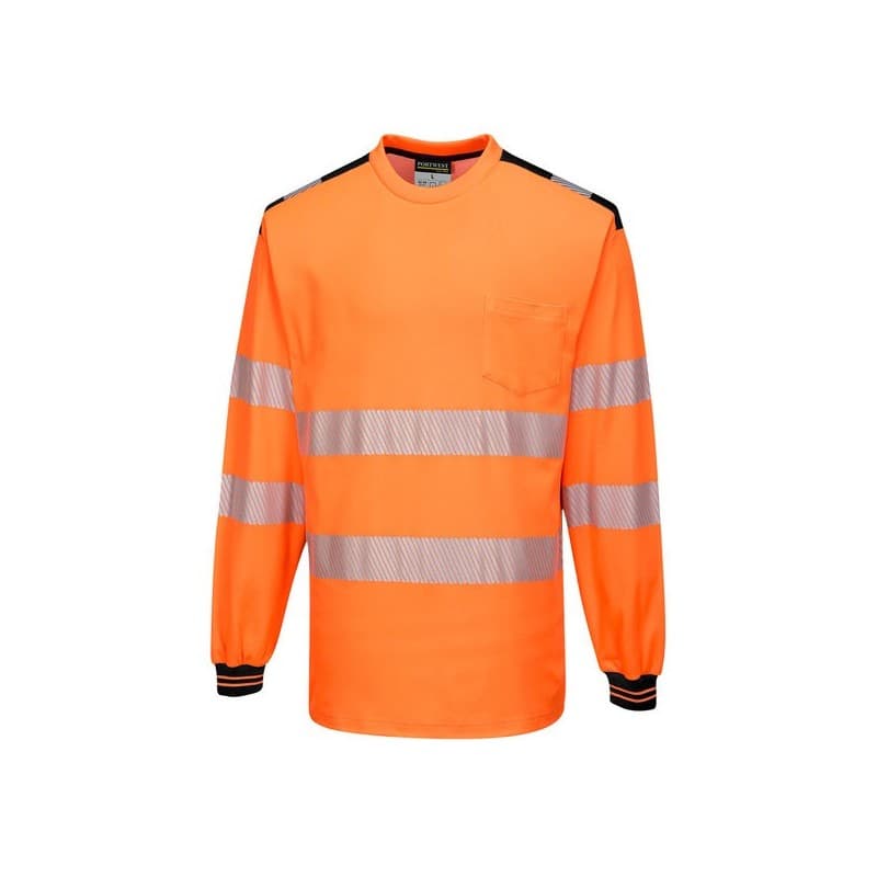 T-shirt hv pw3 manches longues 3xl t-shirt coton, polyester 0 1 pièce(s) 0 - 100 g t-shirt hv pw3 orange/noir t3xl noir, orange classe 3 - portwest
