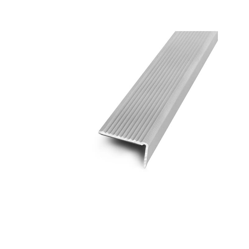Nez de marche aluminium grande longueur 25 mm 1 pièce(s) intérieur et extérieur aluminium auto-adhésif anodisé naturel domestique nez de marche strié