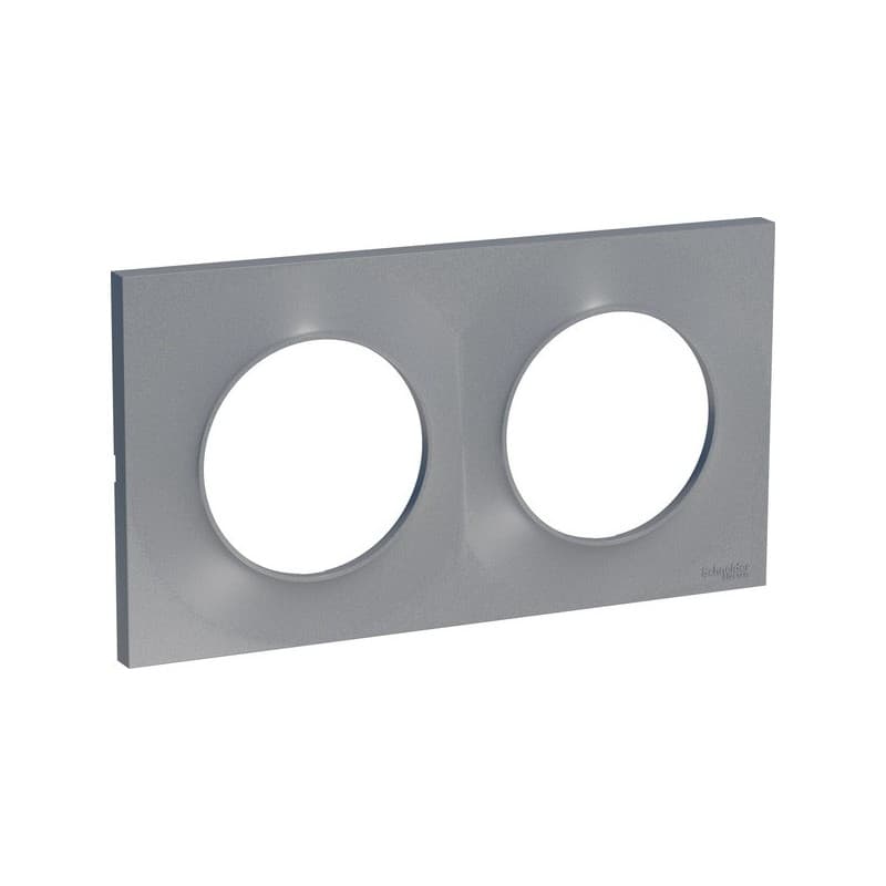 Plaque pour appareillage à encastrer odace plaque 2 postes odace aluminium 1 pièce(s) - schneider