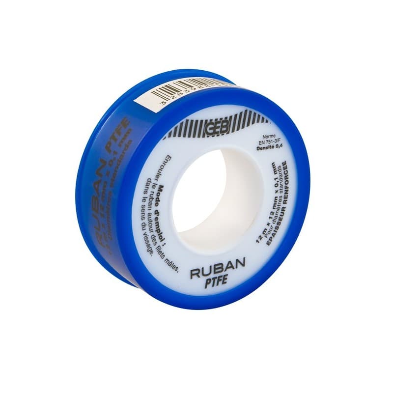 Ruban ptfe - standard/gros diamètres 1 rouleau(x) de 19 mètre(s) linéaire ruban ptfe standard 19 mm x 12 m x 0.075 mm - geb sas
