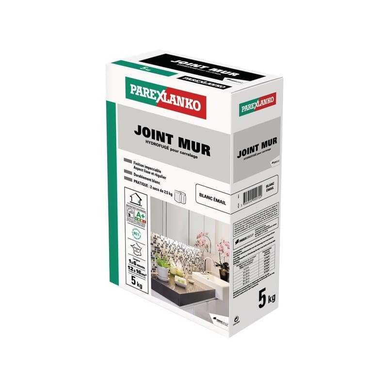 Joint mur 1 paquet(s) de 5 kilogramme(s) joint de carrelage mur - blanc émail - sika france sas - parexlanko