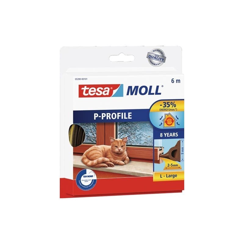 Lot calfeutrage portes/fenêtres tesamoll® 5390 tesa 1 carton(s) de 10 pièce(s) calfeutrage portes/fenêtres 5390 l9mm xh5,5mm xl6m marron - tesa