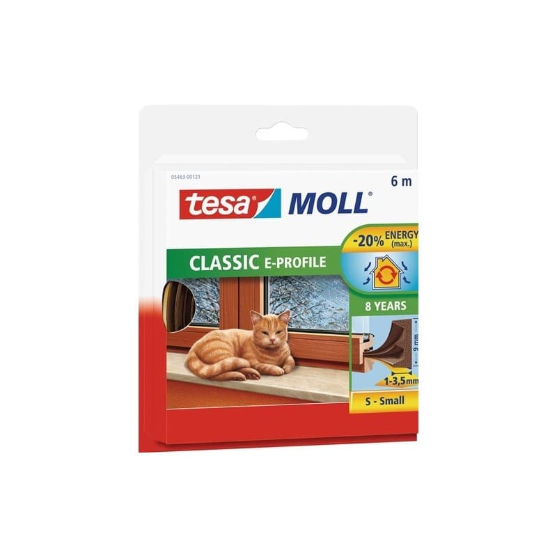 Lot calfeutrage portes/fenêtres tesamoll® 5463 tesa 1 carton(s) de 10 pièce(s) calfeutrage portes/fenêtres tesamoll l9mm xh4mm xl6m marron - tesa