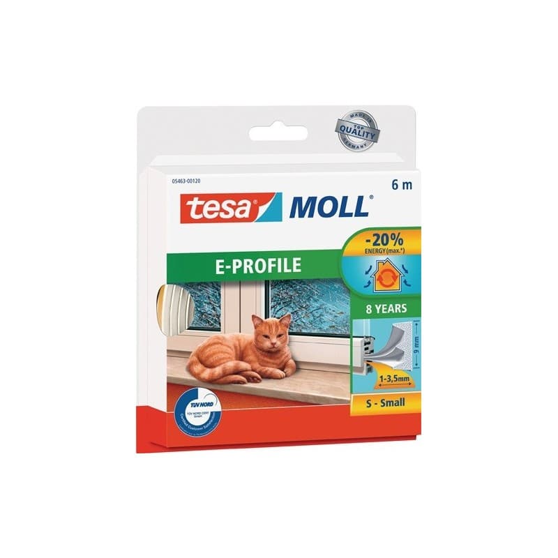 Lot calfeutrage portes/fenêtres tesamoll® 5463 tesa 1 carton(s) de 10 pièce(s) calfeutrage portes/fenêtres 5463 l9mm xh4mm xl6m blanc - tesa