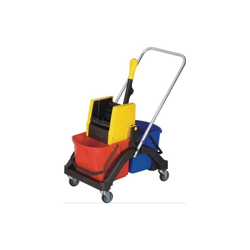 Set chariots nettoyage seau 2x17 l pres./manche/supp./5 serp 1 pièce(s) set chariots nettoyage seau 2x17 l pres./manche/supp./5 serp - vermop