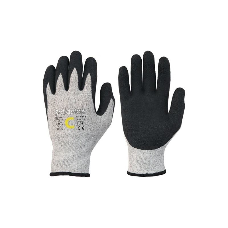 Lot gants de protection contre les coupures solidstar 1443 leipold 1 carton(s) de 12 paire(s) gants protection coupures solidstar 1443 t8 gris/noir -