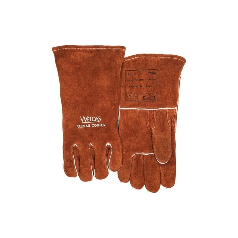 Lot gants de soudeur weldas 1 carton(s) de 5 paire(s) gants de soudeur taille l (9) marron - weldas