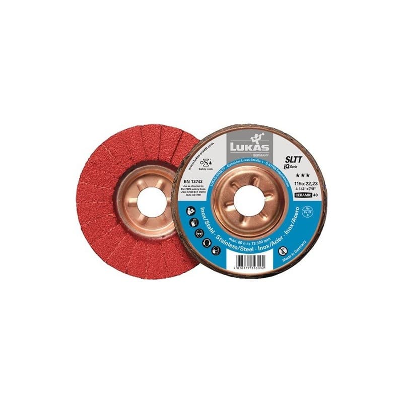 Lot disque à lamelles sltt ceramic lukas 1 carton(s) de 10 pièce(s) disque à lamelles sltt ceramic d. 125 mm granulation 60 plat - lukas