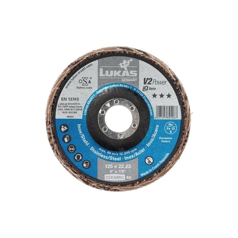 Disque à lamelles v2 power cer d. 125 mm granulation 40 plat 1 carton(s) de 10 pièce(s) disque à lamelles v2 power cer d. 125 mm granulation 40 plat -