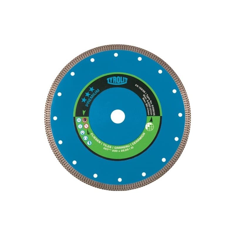 Disque à tronçonner diamant premium tyrolit 1 pièce(s) disque tronçonner diamant premium ø 230mm perçage 22,23mm - tyrolit