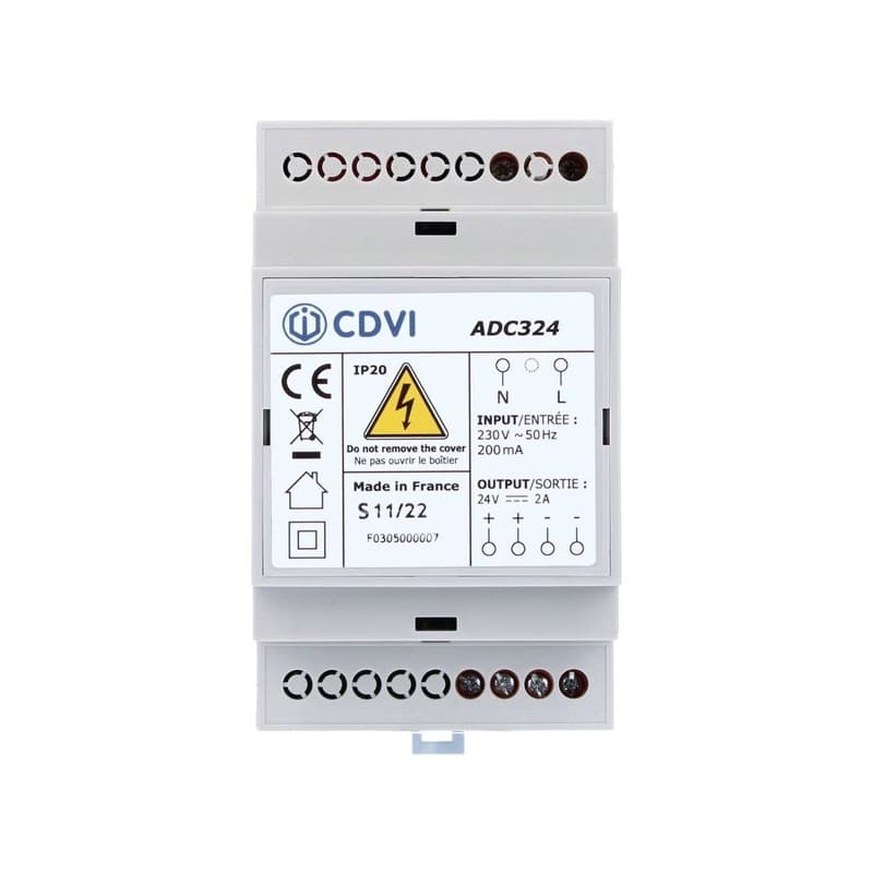 Alimentation à découpage adc324 24v/2a 3 rail-din 1 pièce(s) alimentation à découpage adc324 24v/2a 3 rail-din - cdvi