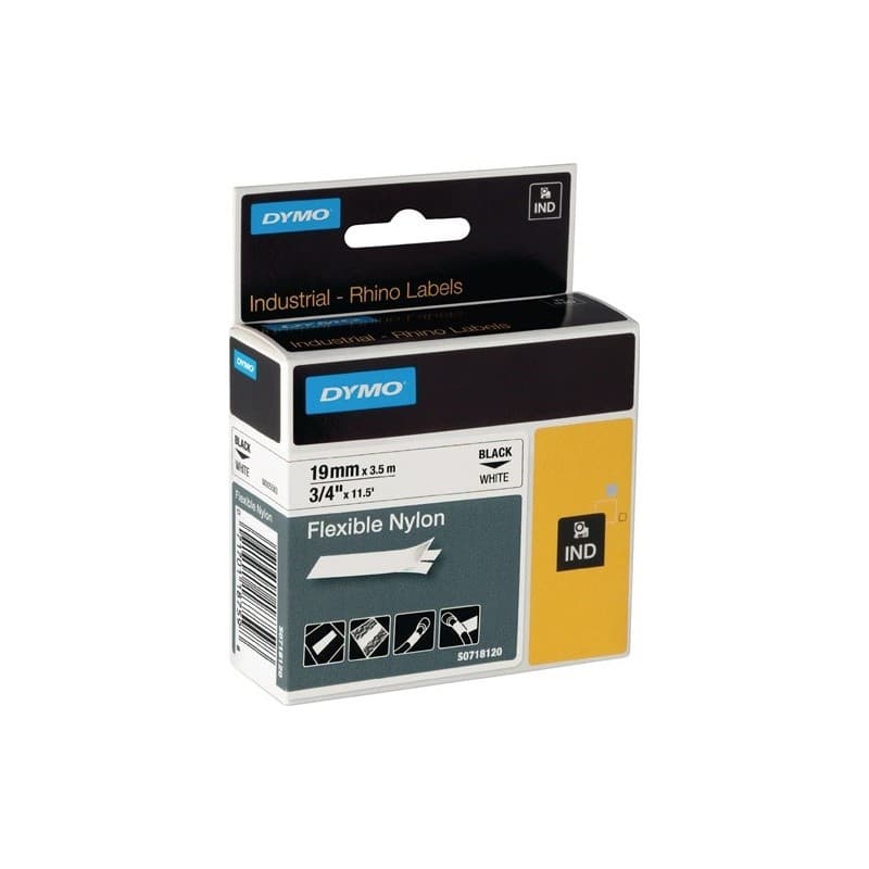 Lot ruban de marquage dymo 1 carton(s) de 5 pièce(s) ruban marquage l19mm l3,5m ruban souple nylon noir/blanc - dymo
