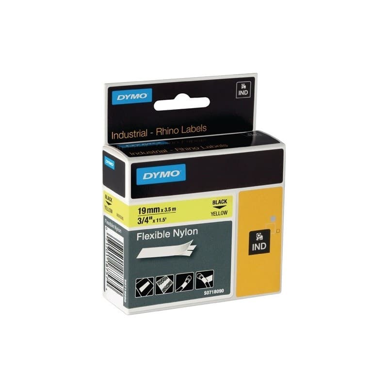 Lot ruban de marquage dymo 1 carton(s) de 5 pièce(s) ruban marquage l19mm l3,5m ruban souple nylon noir/jaune - dymo