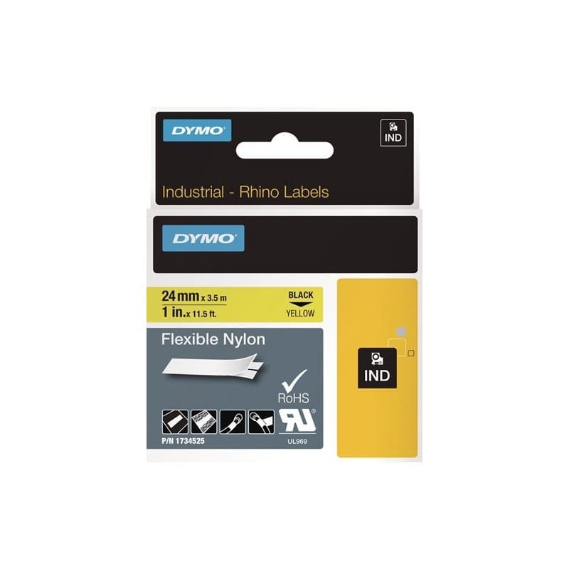 Lot ruban de marquage dymo 1 carton(s) de 5 pièce(s) ruban marquage l24mm l3,5m ruban nylon flexible noir/jaune - dymo
