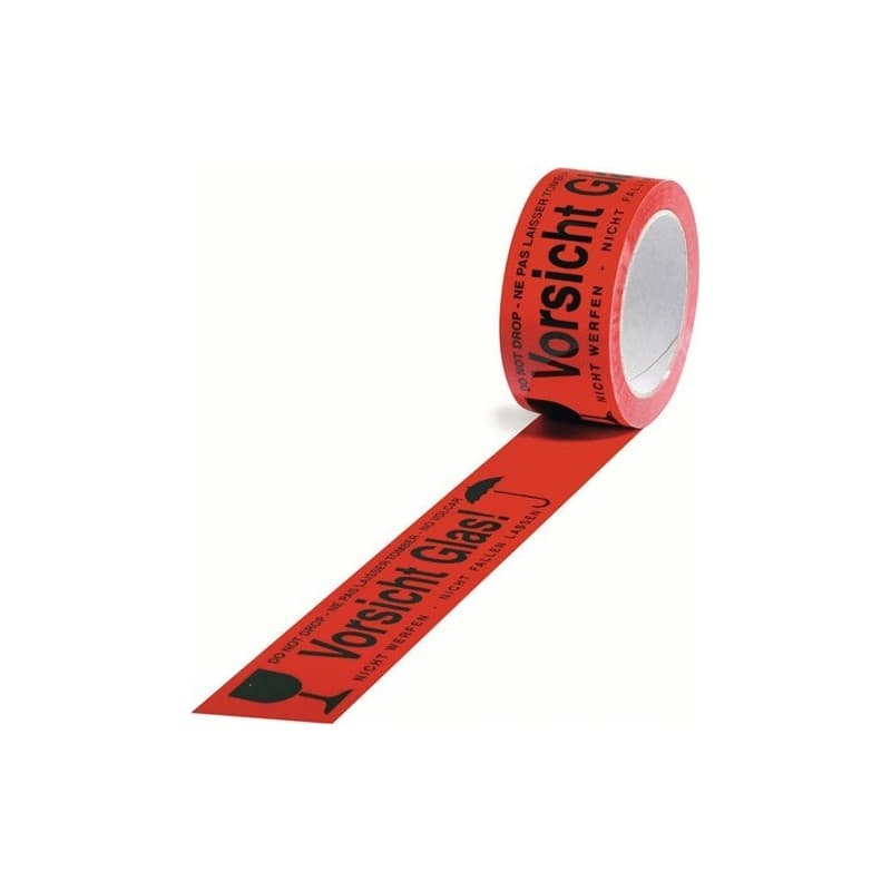 Lot ruban adhésif d'avertissement en pp transpak 1 carton(s) de 36 rouleau(x) ruban adhésif d'avertissement en pp attention verre - transpak