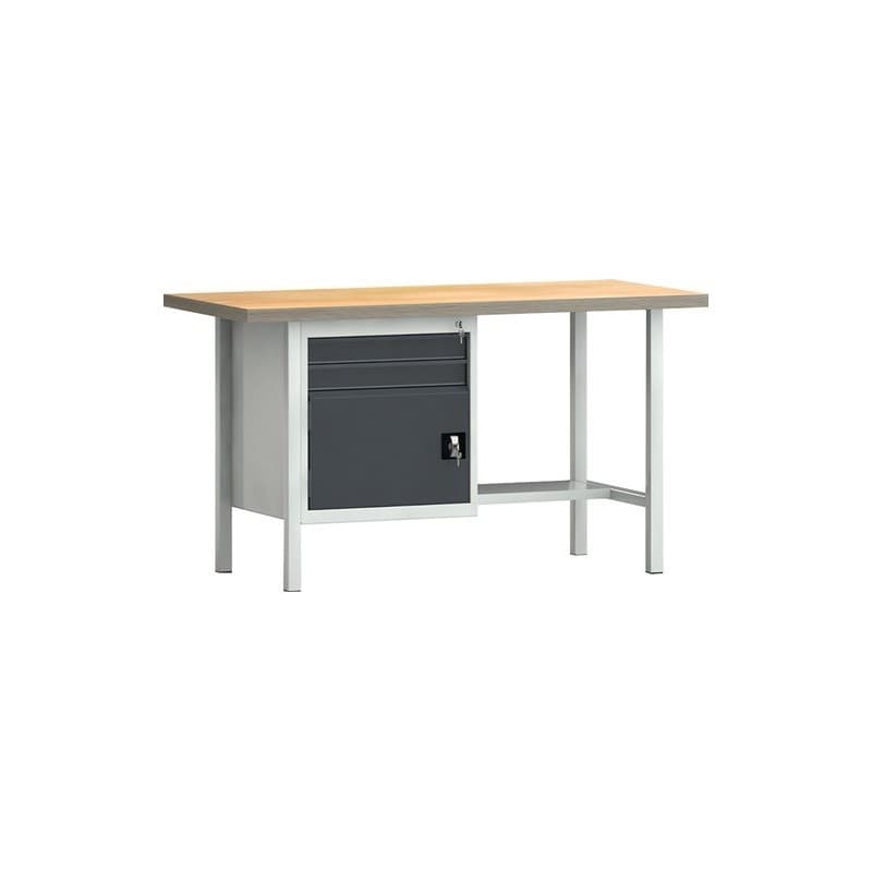 Établi pw 700 klw-lutz betriebseinrichtungen 1 pièce(s) établi l1500xp700xh840mm gris ral 7016 2 tiroirs 1 porte - klw-lutz betriebseinrichtungen