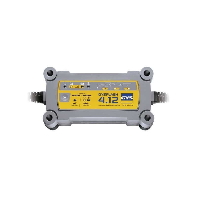 Chargeur 12v gysflash 4.12 - 1,2 à 90 ah 12v véhicules légers, 2 roues 1 kit(s) chargeur 12v gysflash 4.12 - 1,2 à 90 ah - gys