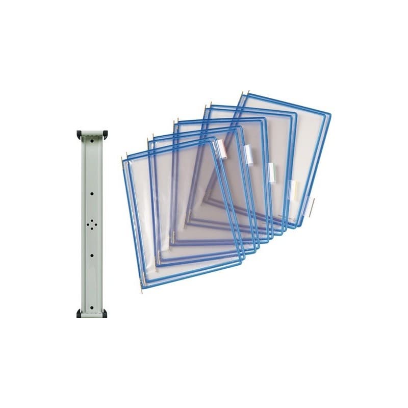 Support mural tarifold 1 pièce(s) support mural 10 pochettes de présentation bleues - tarifold