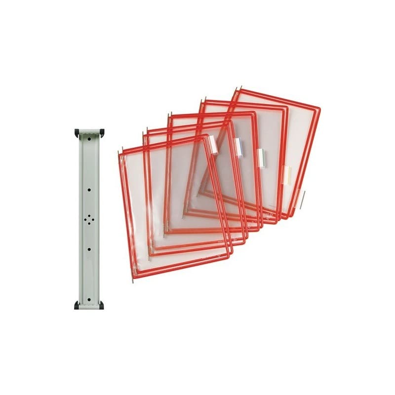 Support mural tarifold 1 pièce(s) support mural 10 pochettes de présentation rouges - tarifold