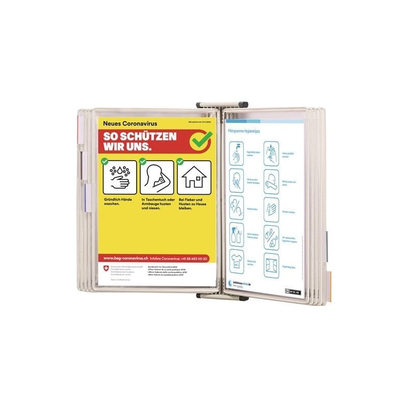 Support mural tarifold 1 pièce(s) support mural 10 pochettes présentation noir peintp.a4 - tarifold