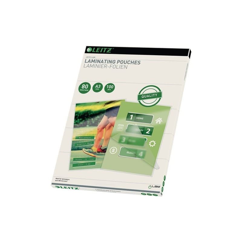 Pochette de films leitz 1 carton(s) pochette films din a3 l426xl303mm ep feuille 80 µm - leitz