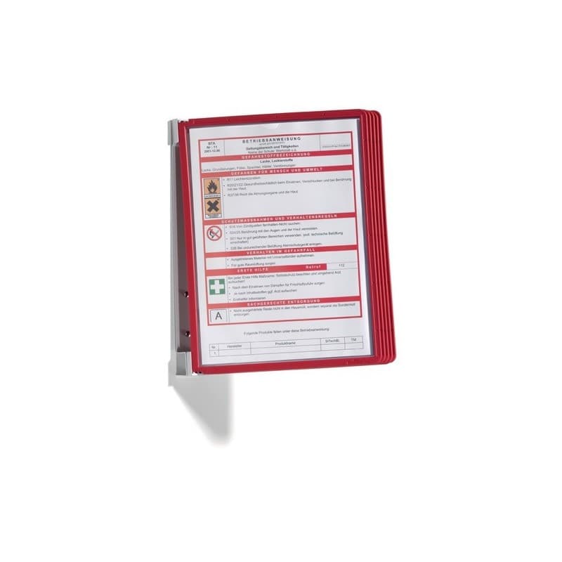 Support mural durable 1 pièce(s) support mural 5 pochettes présentation rouge - durable