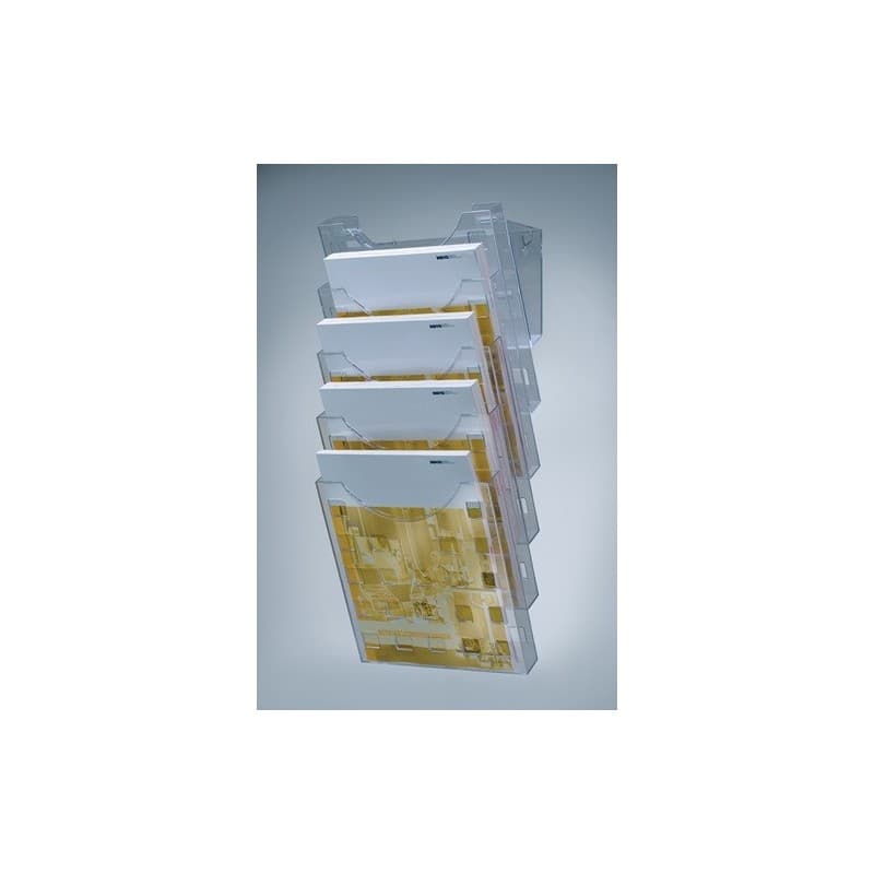 Porte-prospectus mural helit 1 pièce(s) porte-prospectus mural 5 compartiments plastique transparent - helit