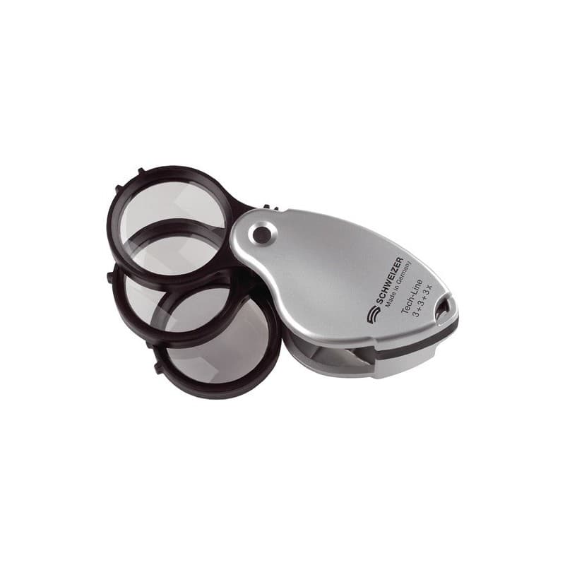 Loupe pliable tech-line schweizer 1 pièce(s) loupe pliable tech-line agrandissement 3x+3x+3x 9x - schweizer
