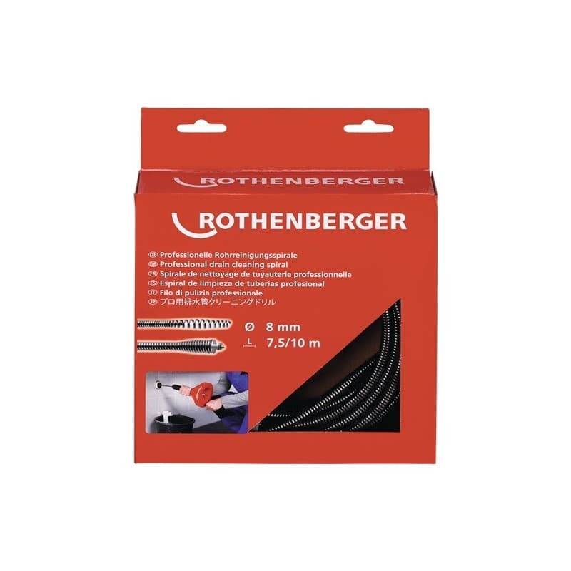 Outil en spirale rospimatic longueur 7,5m ø des spirales 8mm 1 pièce(s) outil en spirale rospimatic longueur 7,5m ø des spirales 8mm - rothenberger