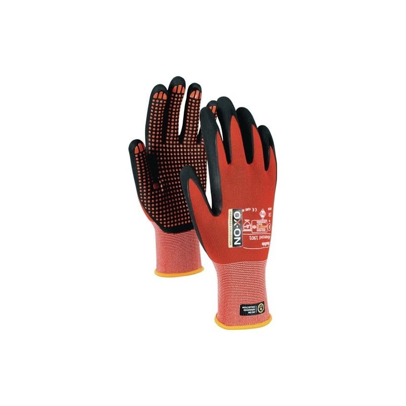 Lot lot gant flexible advanced 1901 ox-on 1 carton(s) de 12 paire(s) gant flexible advanced 1901 taille 10 noir/rouge - ox-on
