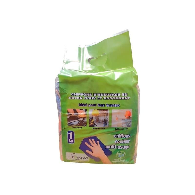 Chiffons d'essuyage coton 1 sac(s) de 1 kilogramme(s) coton t-shirts, polos technique polyvalent couleur excellente chiffons d'essuyage coton - ets al