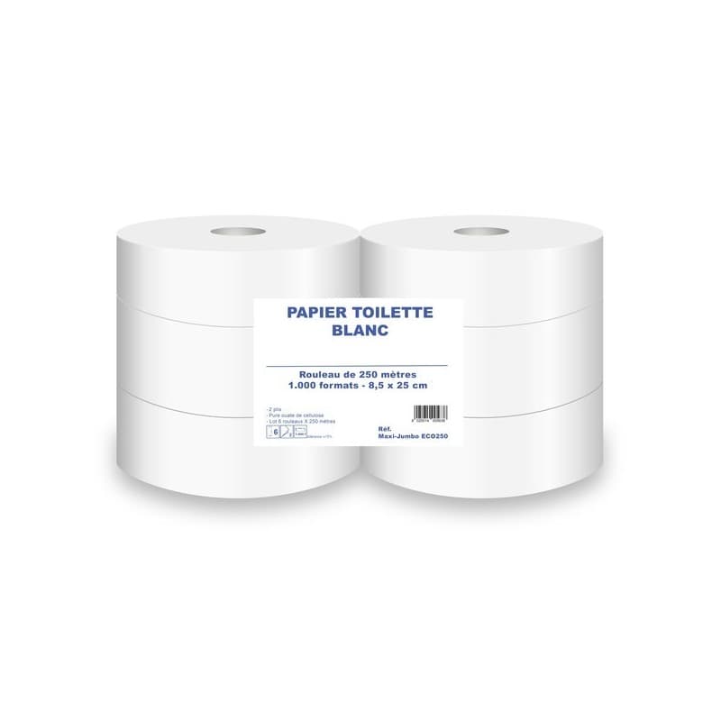 Papier toilette t-plus maxi jumbo blanc rouleau pour distributeur 1000 papier toilette t-plus maxi jumbo 1 sachet(s) de 6 rouleau(x) 2 gaufrée pure ou