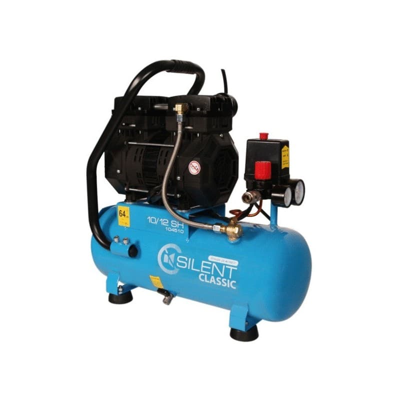 Compresseur silent classic 10/12 sh 12l 5,7 m³/h 18 kg 1 pièce(s) 8 bar 1.5 cv compresseur silent classic 10/12 sh 12l 5,7 m³/h 64 dba 12 litre(s) fix