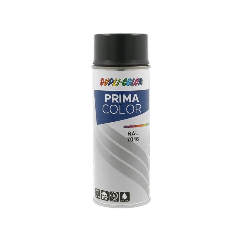 Peinture prima aérosol prima ral 7016 gris anthracite supports neufs ou sains courante 2 heure(s) 2 m²/l 2 solvantée intérieur/extérieur 1 aérosol(s)