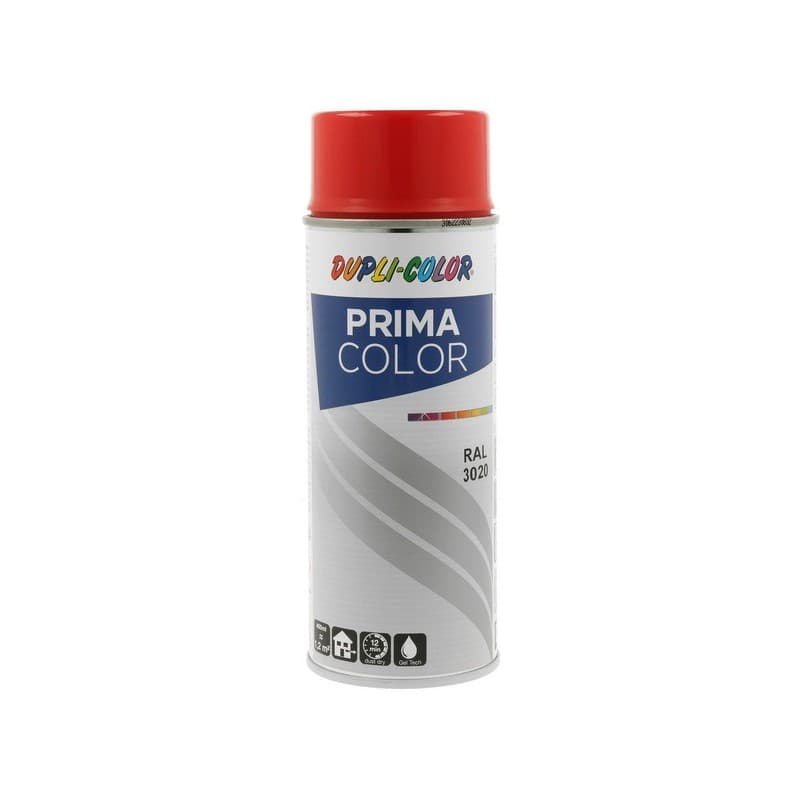 Peinture prima aérosol prima ral 3020 rouge trafic supports neufs ou sains courante 2 heure(s) 2 m²/l 2 solvantée intérieur/extérieur 1 aérosol(s) de
