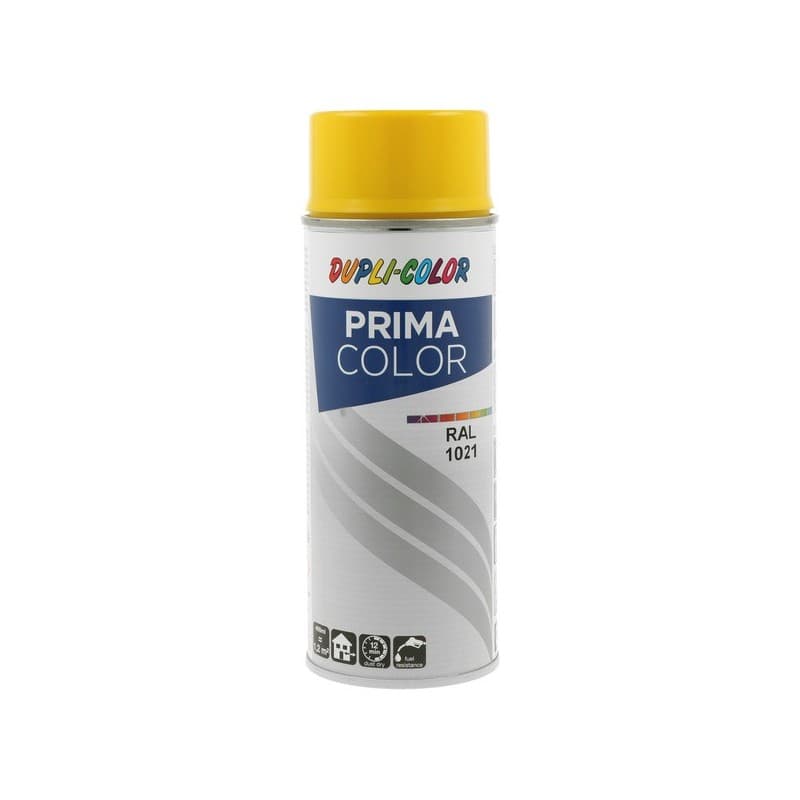 Peinture prima aérosol prima ral 1021 jaune colza supports neufs ou sains courante 2 heure(s) 2 m²/l 2 solvantée intérieur/extérieur 1 aérosol(s) de 4