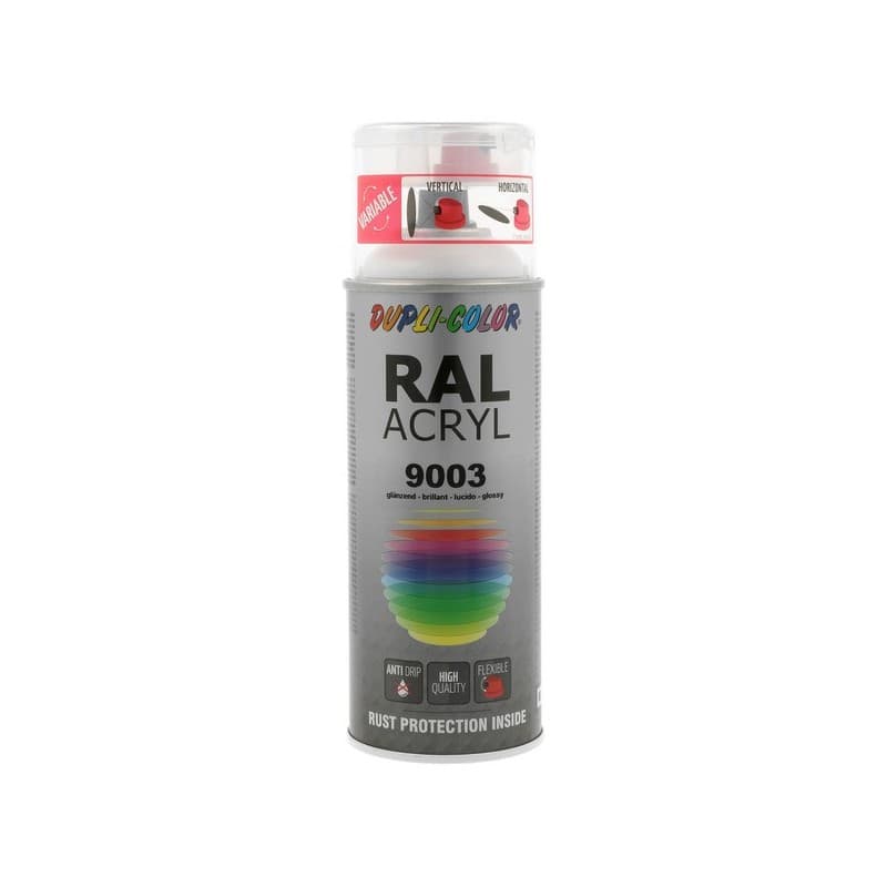 Aérosol peinture acrylique dupli color aérosol peinture acry. ral 9003 blanc de sécurité brillant supports neufs ou sains courante 2 heure(s) 2 m²/l 2