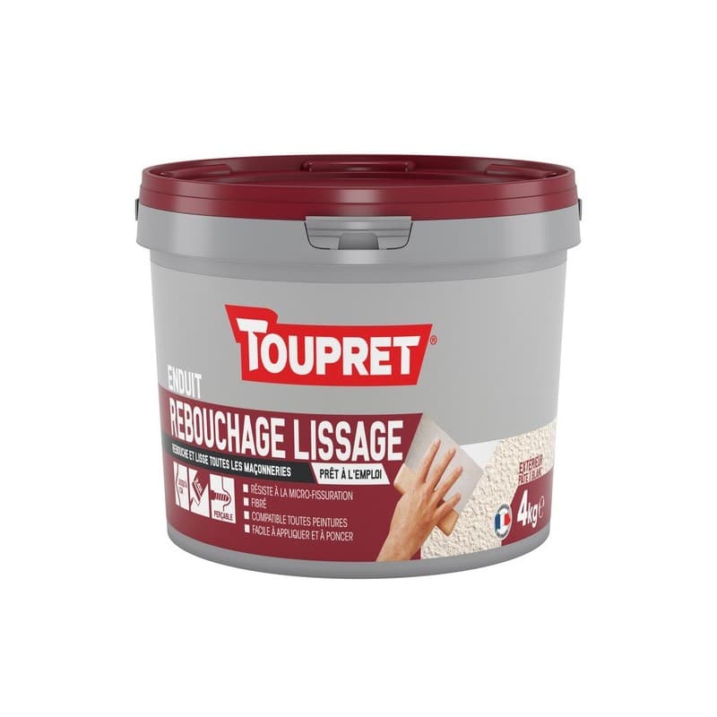 Enduit de rebouchage lissage extérieur en pâte 24 heure(s) enduit de rebouchage lissage extérieur en pâte 1 pot(s) de 4 kilogramme(s) pâte rebouchage