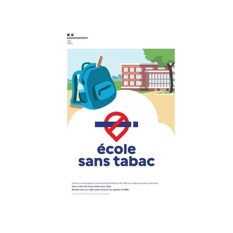 Affichage officiel " espaces sans tabac " 1 pièce(s) panneau rigide " école sans tabac " a4 - novap
